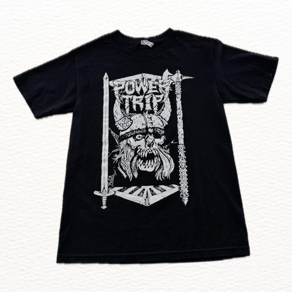 POWER TRIP - Band Tee - Nordic Skull - Black / White - Size S